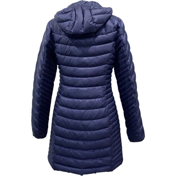 Eddie Bauer Long Down Parka Jacket Hood Navy Blue Size Small Tall - Picture 5 of 7